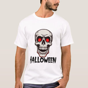 Eerie Skull mit leuchtend roten Augen Halloween De T-Shirt