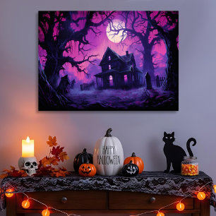 Eerie Spuk Halloween Manor Canvas Print Leinwanddruck