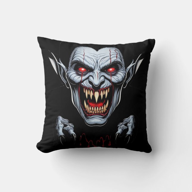 Eerie Vampire Face Throw Kissen (Vorderseite)