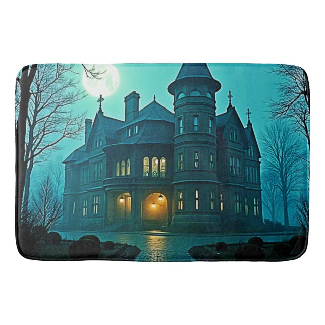 Eerie Viktorianisch Mansion Moonlight Badematte (Vorderseite)