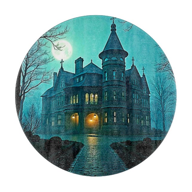 Eerie Viktorianisch Mansion Moonlight Schneidebrett (Vorderseite)