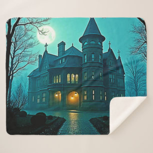 Eerie Viktorianisch Mansion Moonlight Sherpadecke