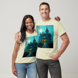 Eerie Viktorianisch Mansion Moonlight T-Shirt