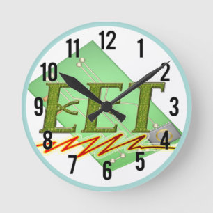 EET - LOGO DER ELEKTRISCHEN TECHNOLOGIE DES MOTORS RUNDE WANDUHR