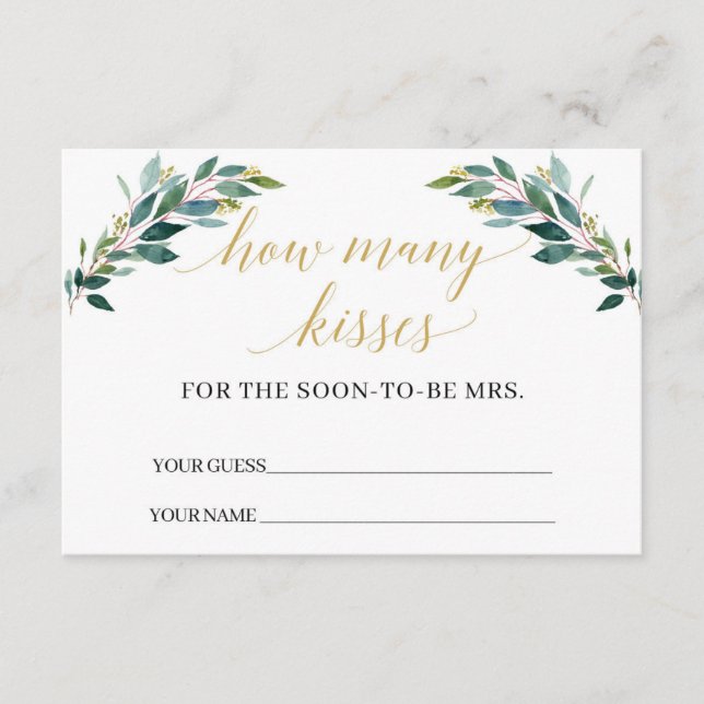 Eeucalyptus vert Combien de baisers jeu Carte (Devant)