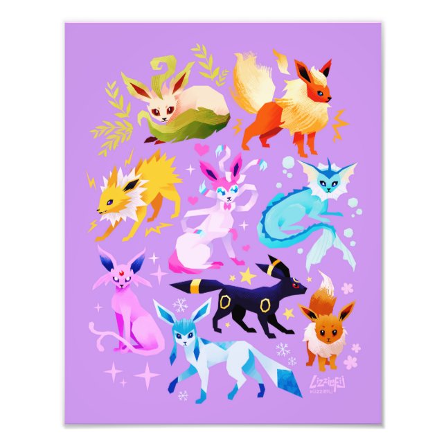 Eeveelutions light purple print fotodruck (Vorne)