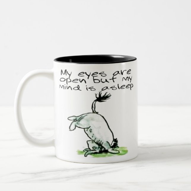 Eeyore drôle citation mug 'mes yeux sont ouverts' (Gauche)