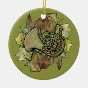 Efeu-Frenchhorn Keramik Ornament