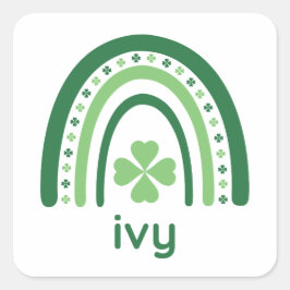 Efeu Name Clover Boho Rainbow Quadratischer Aufkleber