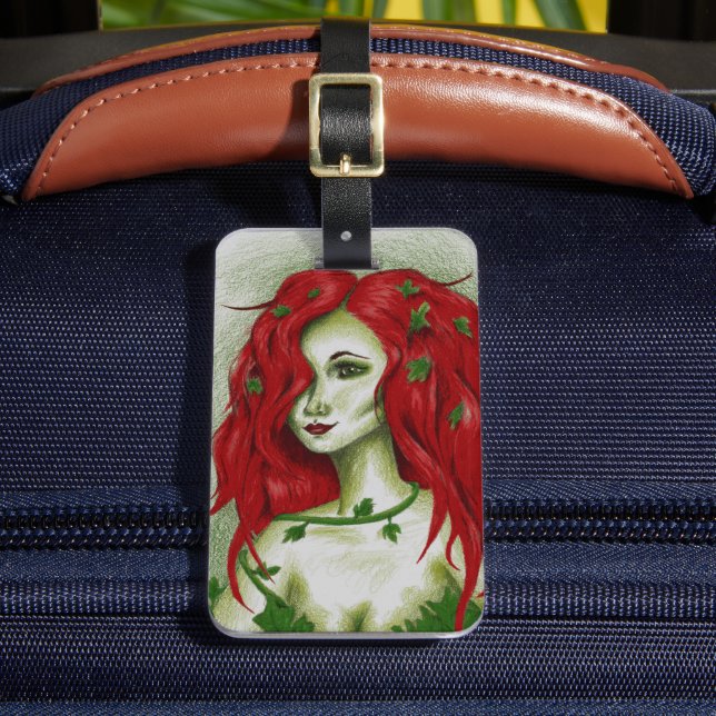 Efeu-Nymphe Rotschopf Frau Pixie Fantasy-Kunst Gepäckanhänger (Vorderseite Insitu 2)