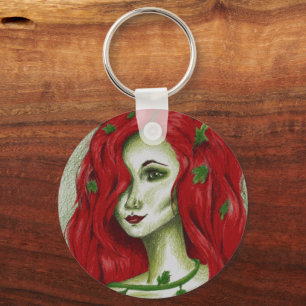 Efeu-Nymphe Rotschopf Frau Pixie Fantasy-Kunst Schlüsselanhänger