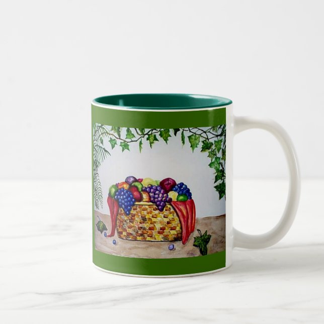 Efeu u. Obstkorb Zweifarbige Tasse (Rechts)