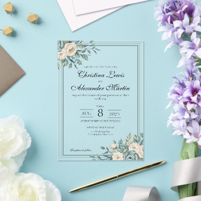 Effacer Acrylique Forme Florale Faire-part de mari (Insitu (Mariage))