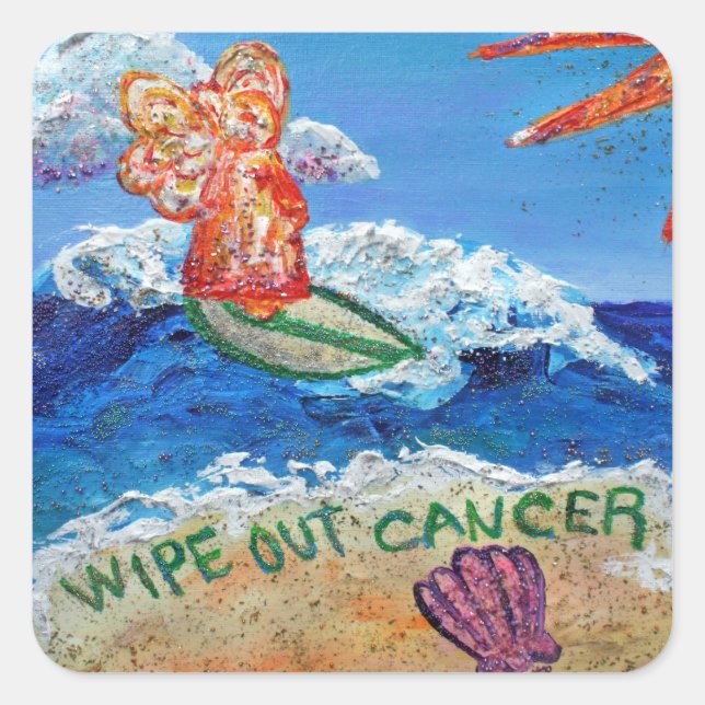 Effacer le cancer Ange Art autocollants (Devant)