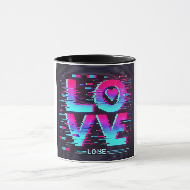 Effekt der digitalen Glitch-Liebe Tasse (Zentrum)