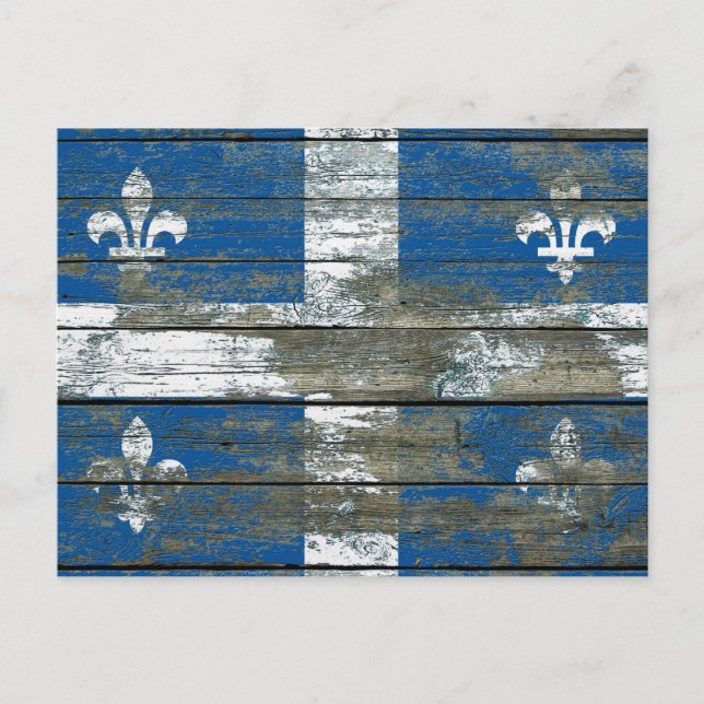 Effekt der Quebec-Flagge auf roten Holzplatten Postkarte (Vorderseite)