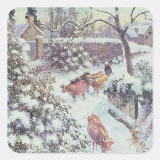 Effet de Neige a Montfoucault, 1882 Quadratischer Aufkleber (Vorderseite)