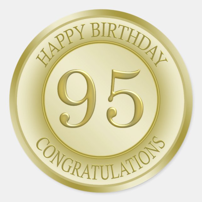 Effet d'or Joyeux 95e Sticker d'anniversaire (Devant)