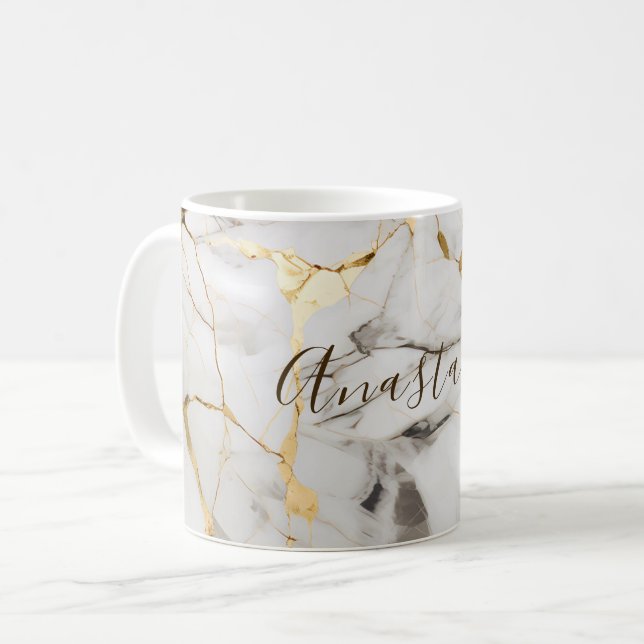 Effet marbre avec accents or couleur Mug (Devant gauche)