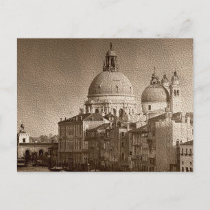 Effet Papier Sepia Venise Grand Canal Carte Postal