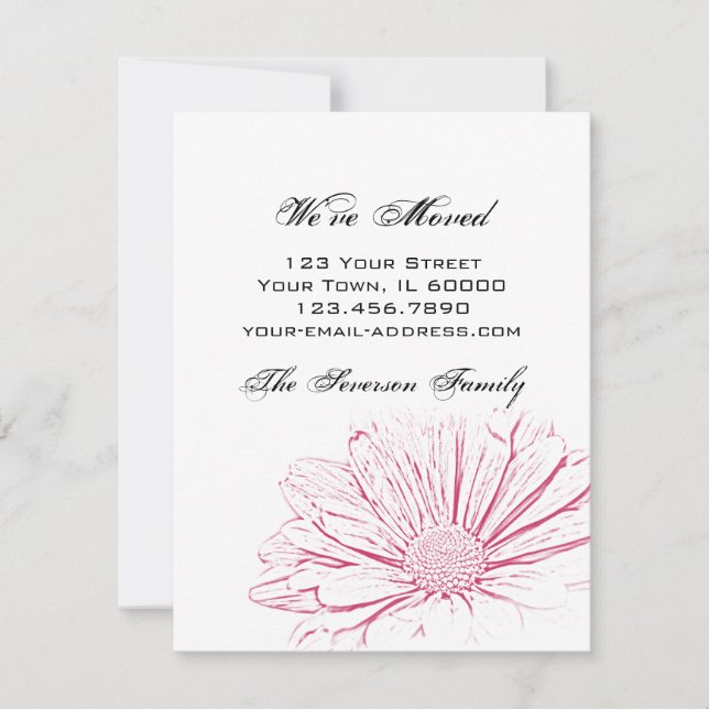 Effet rose Fleur Changement d'adresse Faire-part (Devant)