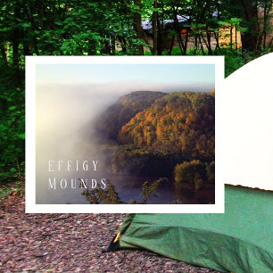 Effigy Mounds, Mississippi Overlook, Foggy, Herbst Postkarte
