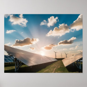 Effiziente Solarmodule mit Blue Sky-Hintergrund Poster