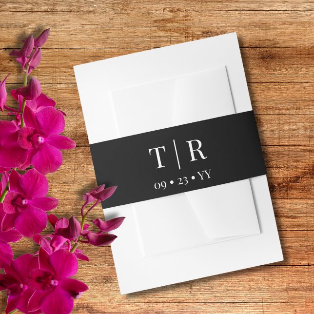 Efforless Charm Black and White Wedding Einladungsbanderole (Von Creator hochgeladen)