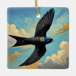 Efforless Wanderer: Farbenfroher Vogelportait Keramikornament