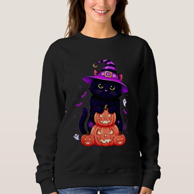 Éffrayant Citrouille sucré Kitty Sweatshirt (Devant)