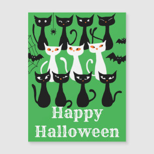 Éffrayant drôle chats Halloween carte magnétique