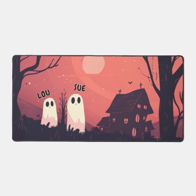 Éffrayant fantômes d'Halloween errant dans un cime (Recto)