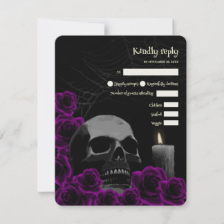 Éffrayant gothique Halloween Mariage RSVP Rose vio