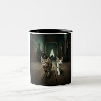 Éffrayant Kitty Duo : Une Mug En Céramique Hauntin