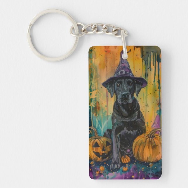 Éffrayant Labrador Chien Halloween Sorcière Et Cit (Devant)