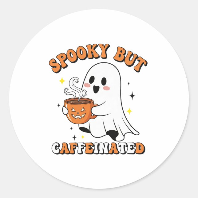 Éffrayant Mais Caffeiné Cute Ghost Design sticker (Devant)