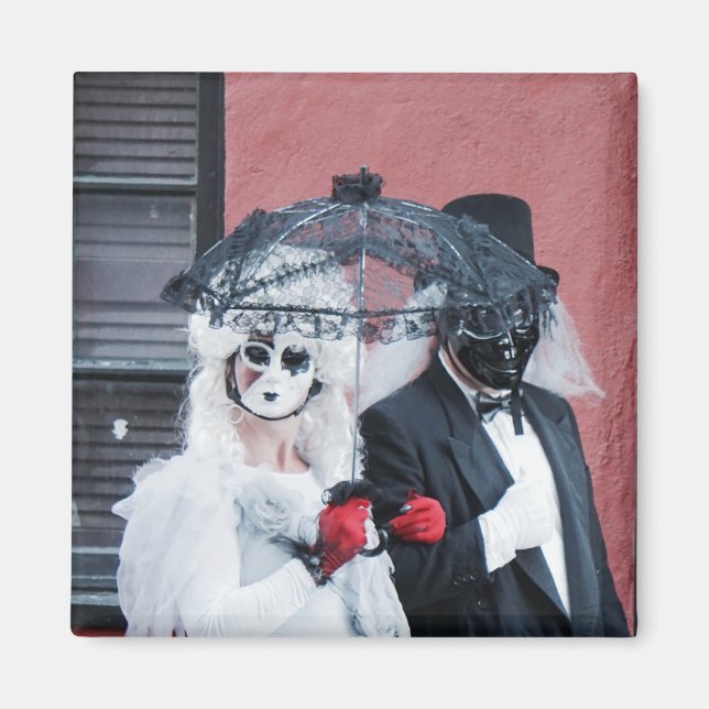 Éffrayant noir goth d'Halloween masqueré aimant bo (Devant)