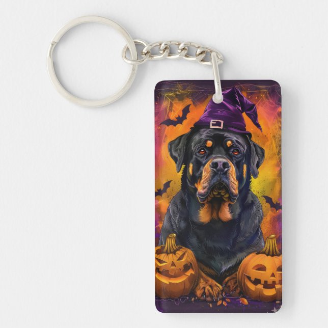 Éffrayant Rottweiler Chien Halloween sorcière et C (Devant)