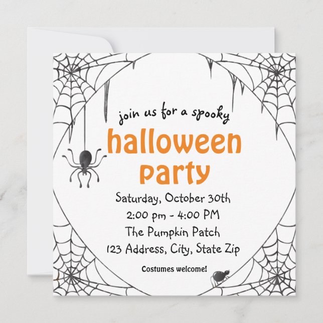 Éffrayant Spider Halloween Fête Invitation (Devant)
