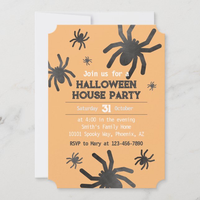 Éffrayant Spider Happy Halloween Party Invitation (Devant)