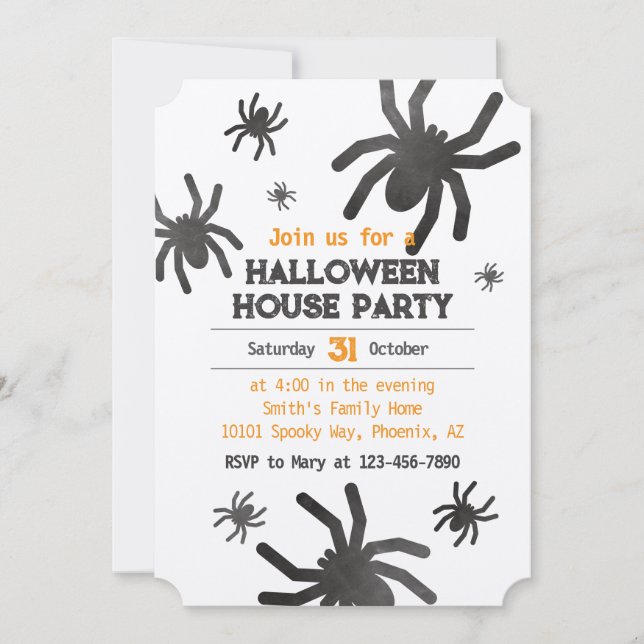 Éffrayant Spider Happy Halloween Party Invitation (Devant)
