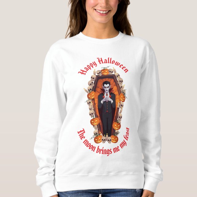 🎃 Éffrayant Vampire Halloween Sweatshirt blanc 🧛 (Devant)