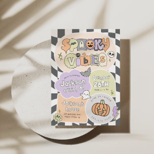 Éffrayant Vibes Halloween Anniversaire Invitation