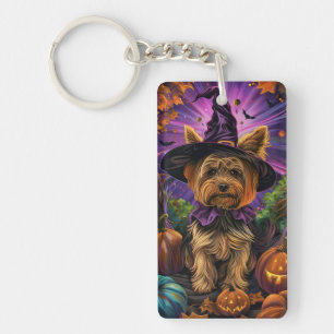 Éffrayant Yorkipoo Chien Halloween sorcière et Cit