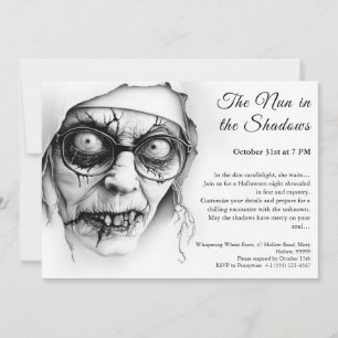 Éffrayante Nun Halloween Invitation Haunting Relig