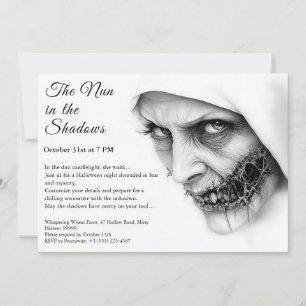 Éffrayante Nun Halloween Invitation Haunting Relig