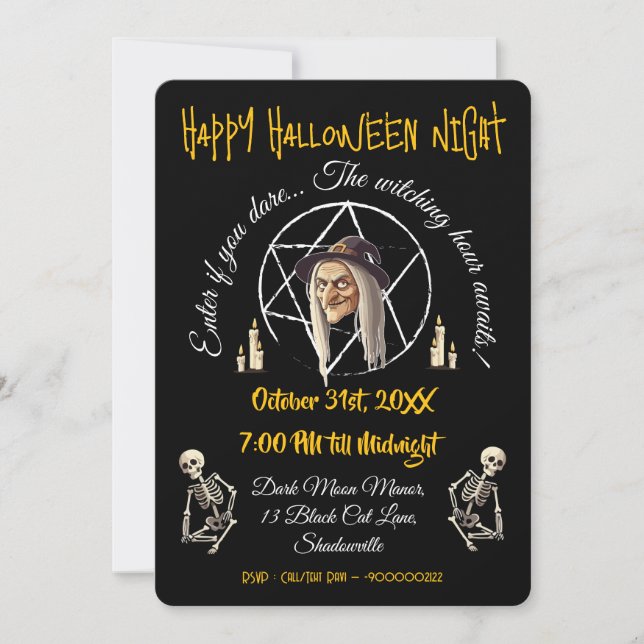 🧙 ‍ ♀️ Éffrayante sorcière Halloween Invitation � (Devant)