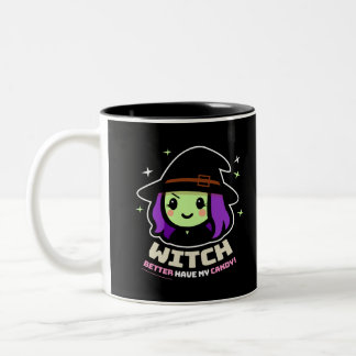 Éffrayante sorcière Kawaii Halloween café Mug