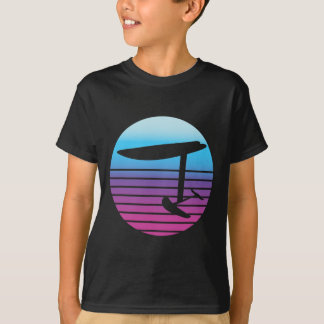 Efoil Elektrisches Tragflügelboot Retro Sonnenunte T-Shirt