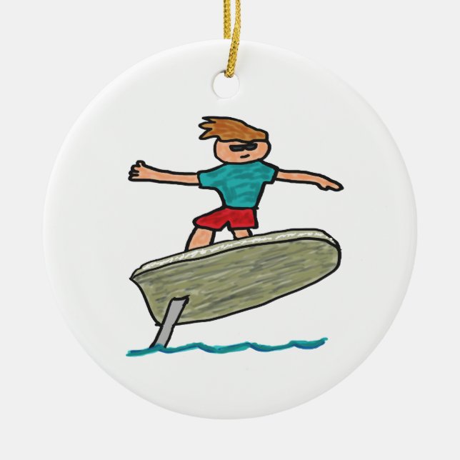 eFoil Surfing Keramik Ornament (Vorne)